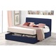 Pat Tapitat Rabatabil cu Lada Depozitare Pentru Saltea, 120x190 cm, Tiamo Promo, Bluemarin Catifea Velluto