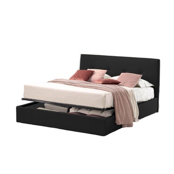 Pat Tapitat Rabatabil cu Lada Depozitare, 180x200 cm, Tiamo Promo Dolce Dormire, Negru Catifea Velluto Pat Tapitat Rabatabil cu Lada Depozitare, 180x200 cm, Tiamo Promo Dolce Dormire, Negru Catifea Velluto