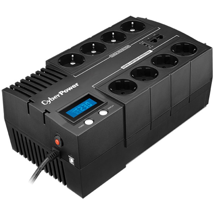 UPS CyberPower BR1000ELCD, 1000VA, 600W, LCD kijelző, Schuko, USB, RJ11, RJ45, Line-interaktív