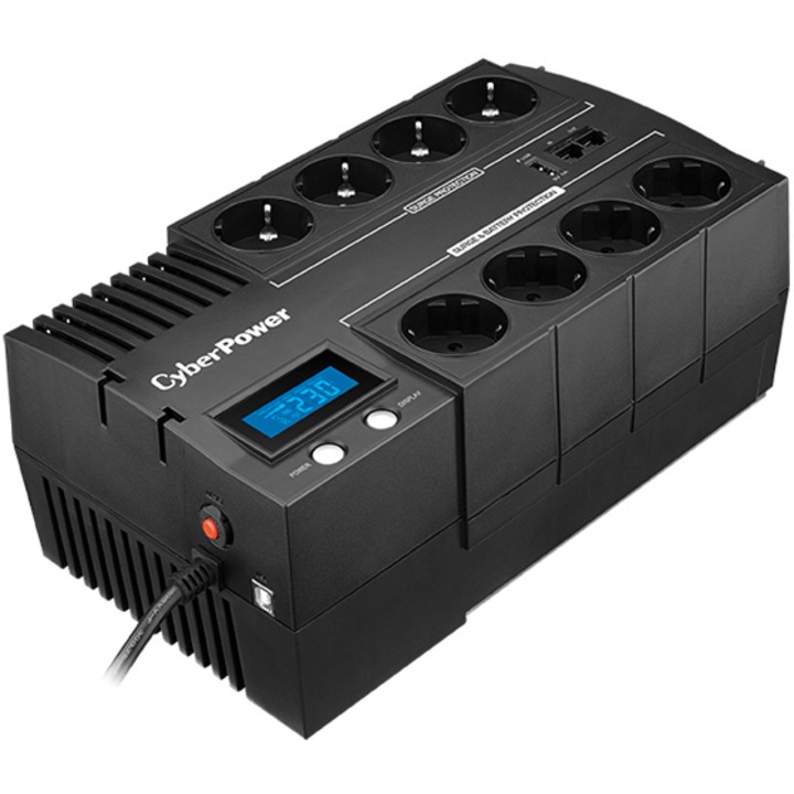 UPS CyberPower BR1200ELCD, 1200VA, 720W, LCD Kijelző, Schuko, USB, RJ11, RJ45, Line-interactive