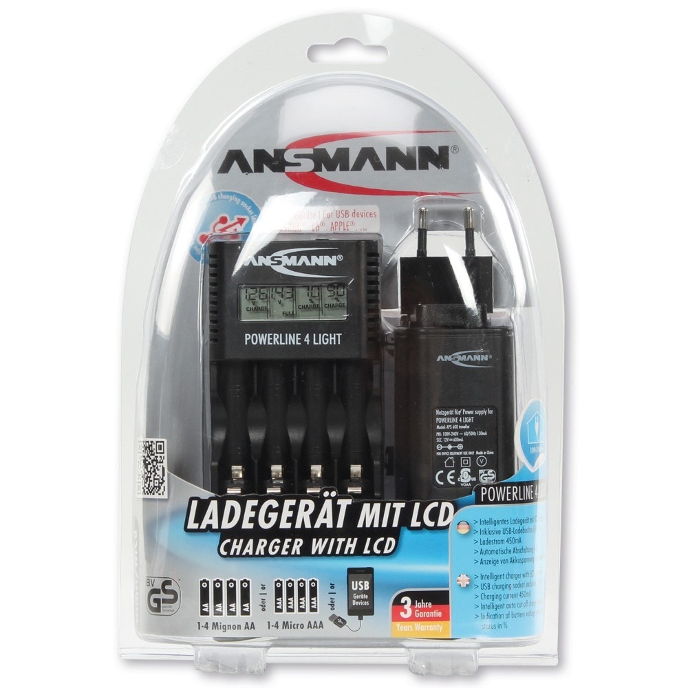 Incarcator Ansmann Powerline 4 Light pentru 1-4 acumulatori R3 (AAA ) si R6 (AA)