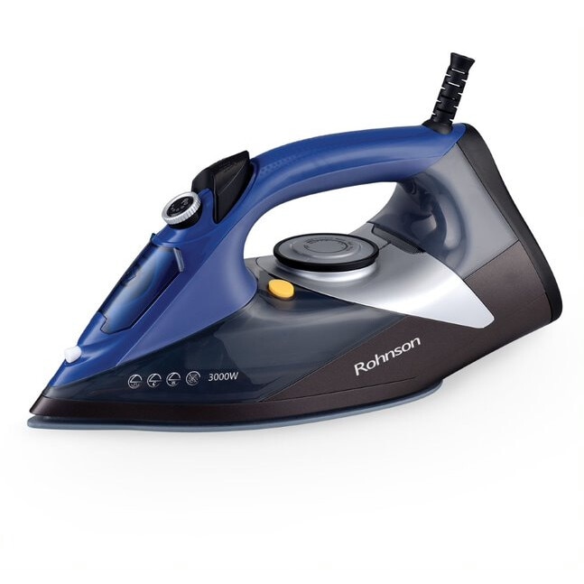 Fier de calcat Rohnson R393, 3000W Talpa ceramica Efortless, Albastru/Negru