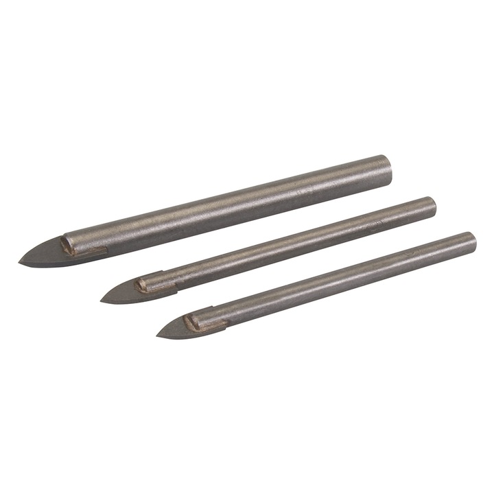 Set 3 freze perforat sticla, ceramica, 5, 6, 8 mm, Silverline