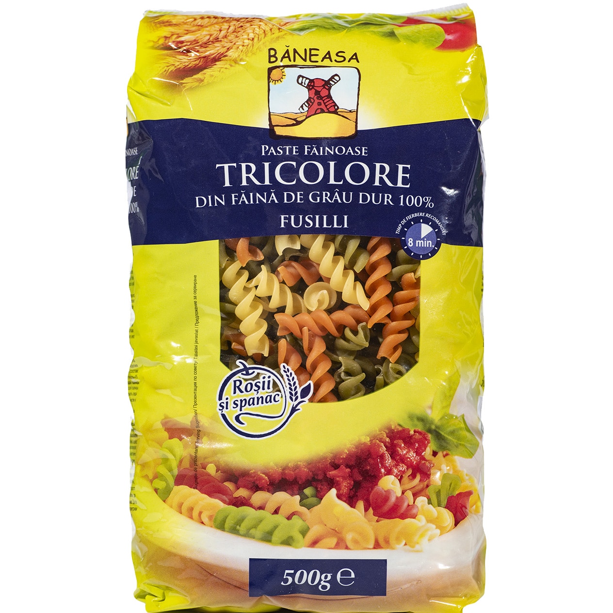 Paste fusili tricolore din grau dur Baneasa, 500 g