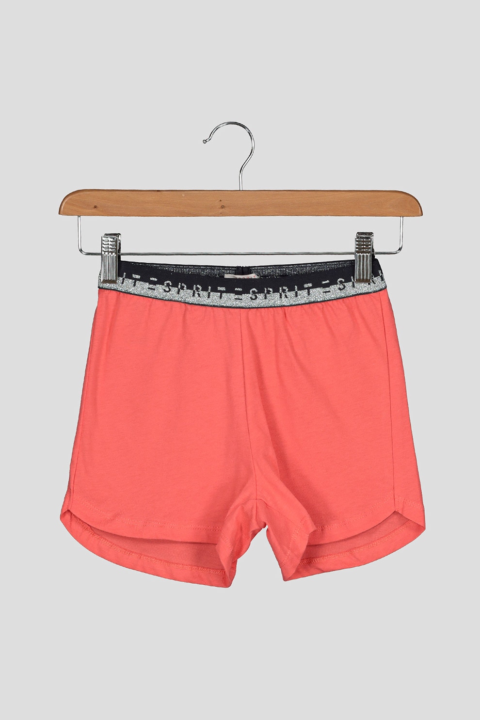 Esprit, Pantaloni scurti cu banda cu logo in talie, Corai, 128-134 CM