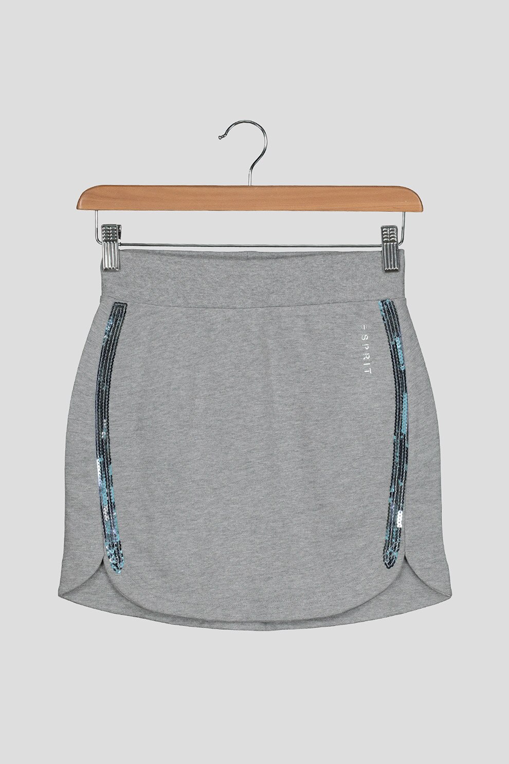 Esprit, Fusta mini cu benzi cu paiete, Gri deschis, 164 CM