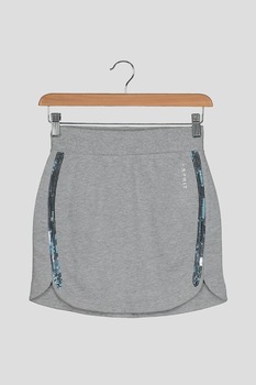Esprit, Fusta mini cu benzi cu paiete, Gri deschis, 164 CM Esprit, Fusta mini cu benzi cu paiete, Gri deschis, 164 CM