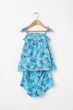 Esprit, Set de top si pantaloni scurti, albastru aqua, roz, 128-134 CM Esprit, Set de top si pantaloni scurti, albastru aqua, roz, 128-134 CM