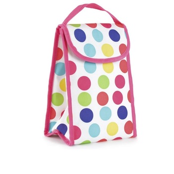 Geanta termoizolanta pentru mancare, 28 x 18 x 13 cm, cu buline multicolor, Vivo Geanta termoizolanta pentru mancare, 28 x 18 x 13 cm, cu buline multicolor, Vivo