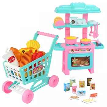 Set Mini Bucatarie+Mini Carut Supermarket Set Mini Bucatarie+Mini Carut Supermarket