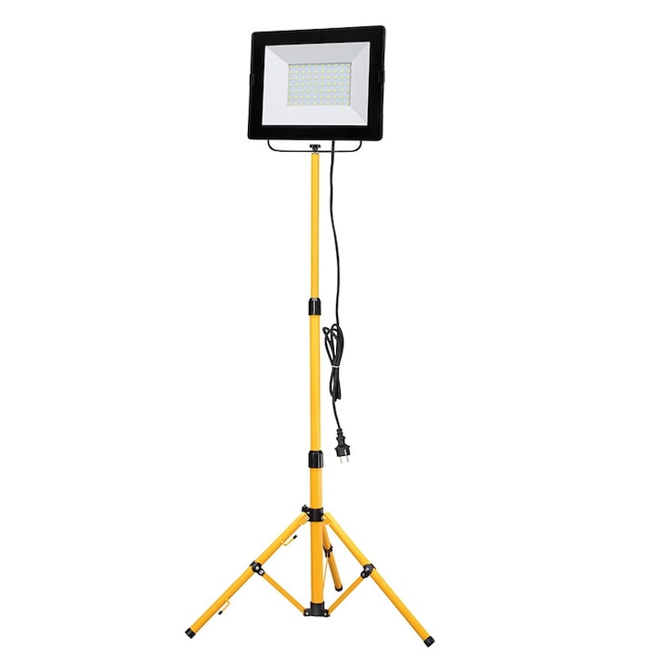 Proiector LED pe stativ trepied 1x50W 5500K IP65 1.8 metri si cablu 3 metri