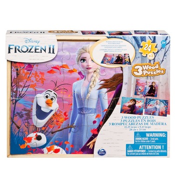 Puzzle 3 in 1 din lemn Disney Frozen II, 3 x 24 piese Puzzle 3 in 1 din lemn Disney Frozen II, 3 x 24 piese