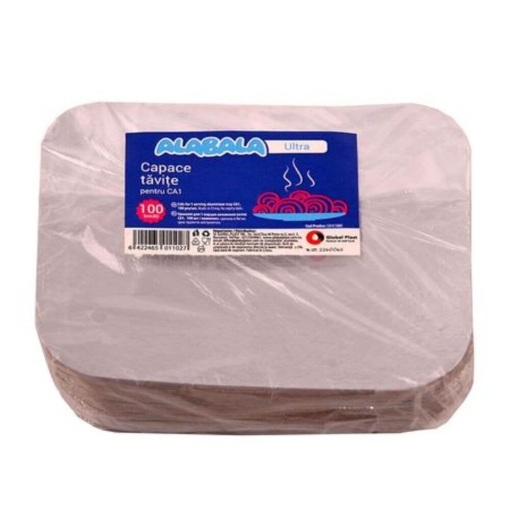 Capace Carton Caserole, 146x120 mm, 100 Bucati/Set, 250 g/m², Forma Dreptunghiulara, Culoare Alba