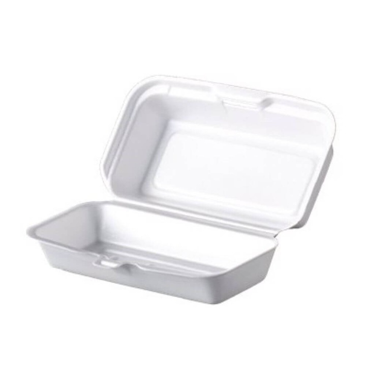 Set 200 Caserole Hamburgeri, 194x146x78 mm, Polistiren Expandat, Culoare Alba