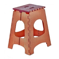 Taburet pliabil , tip rattan, plastic , maro, 58.5 cm inaltime