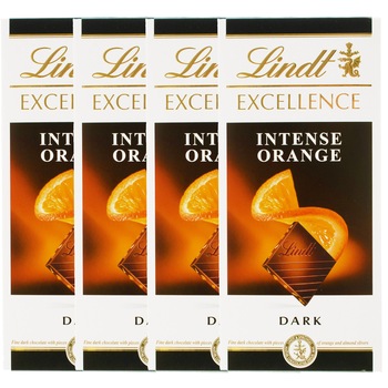 Pachet 3+1 Ciocolata Lindt Excellence dark cu portocale, 100 g Pachet 3+1 Ciocolata Lindt Excellence dark cu portocale, 100 g