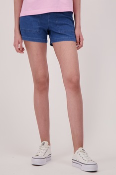 United Colors of Benetton, Pantaloni scurti din denim cu buzunare oblice, Albastru United Colors of Benetton, Pantaloni scurti din denim cu buzunare oblice, Albastru