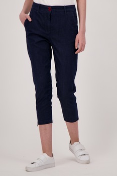 United Colors of Benetton, Pantaloni capri din chambray, Bleumarin inchis United Colors of Benetton, Pantaloni capri din chambray, Bleumarin inchis