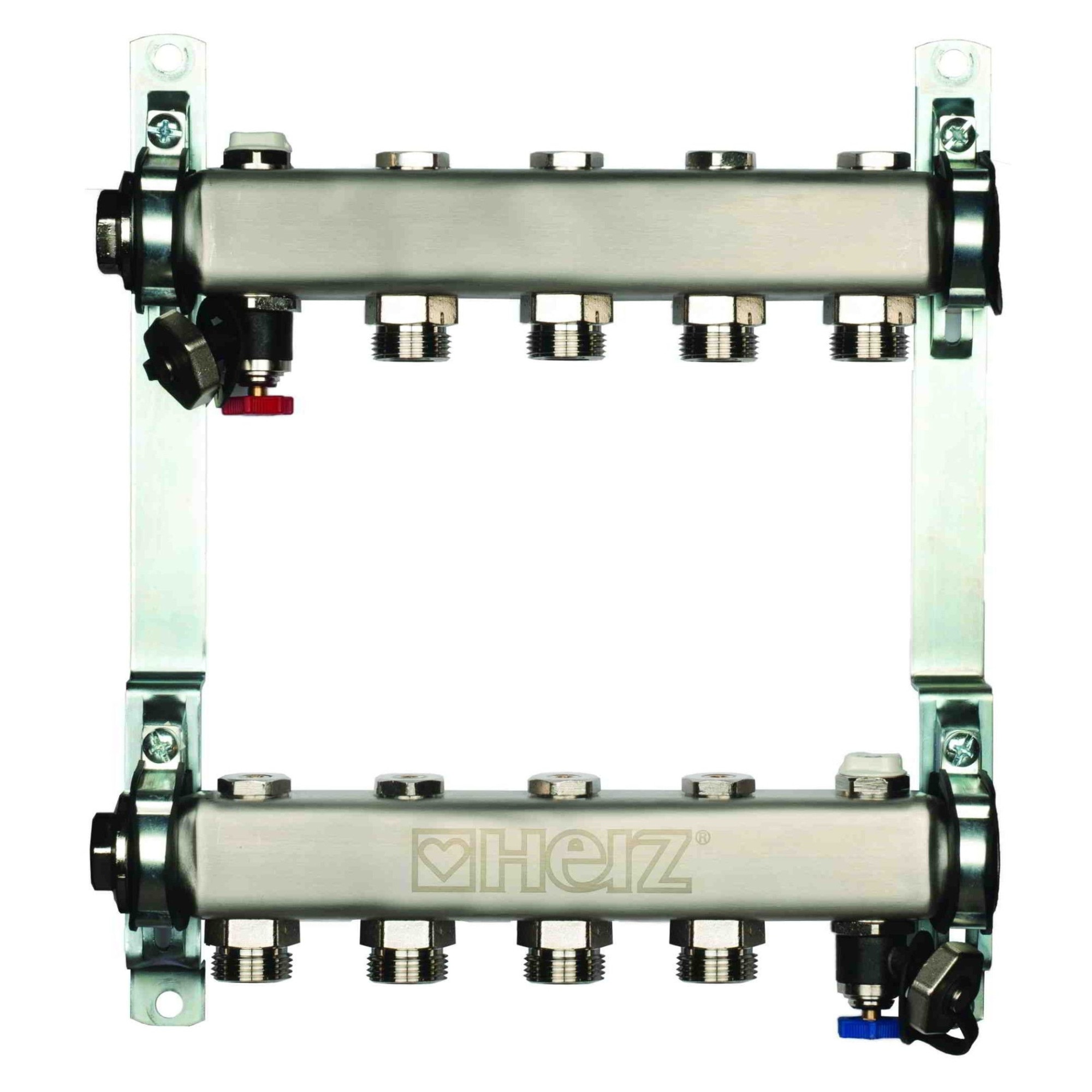Distribuitor inox radiatoare Herz cu inchidere DN25, 9 circuite G3/4