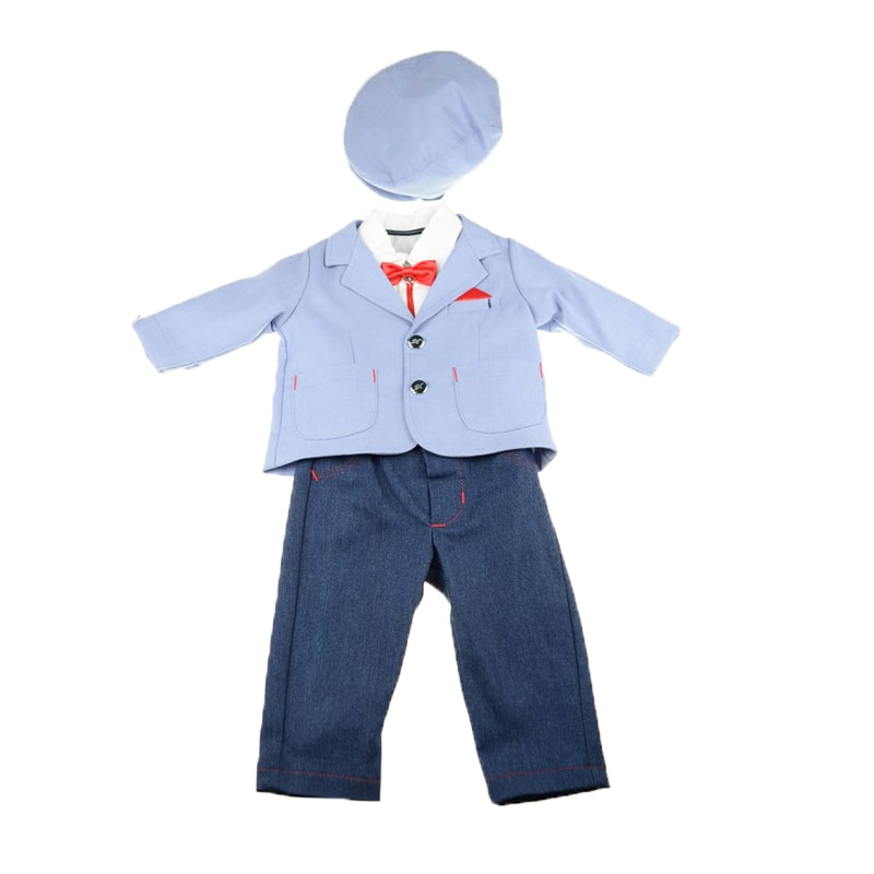 Costum botez 5 piese pentru baieti Colibra 8072062, Multicolor, 0-3 luni