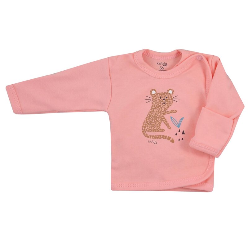 Bluza cu maneca lunga pentru fete Koala Farma 08-165C, Coral, 56 cm
