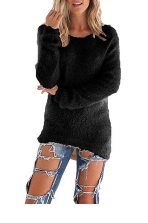 Pulover dama JUP Negru, Negru mat