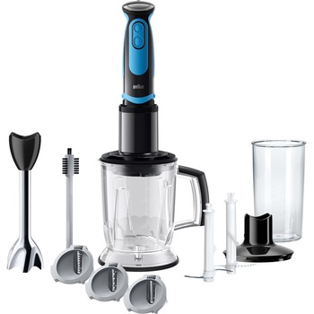 Mixer vertical Braun MQ5264BKBL Shape, 1000 W, Pahar gradat 0.6 l, Blender multifunctional 1.25l, Accesoriu Spiralizer, 21 trepte viteza, Albastru/Negru Mixer vertical Braun MQ5264BKBL Shape, 1000 W, Pahar gradat 0.6 l, Blender multifunctional 1.25l, Accesoriu Spiralizer, 21 trepte viteza, Albastru/Negru