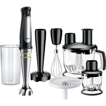 Mixer vertical Braun MQ7087X, 1000 W, Pahar gradat 0.6 l, Procesor alimente 1.5l, Tocator 0.35l, Accesoriu piure, Tel, viteza variabila, Negru Mixer vertical Braun MQ7087X, 1000 W, Pahar gradat 0.6 l, Procesor alimente 1.5l, Tocator 0.35l, Accesoriu piure, Tel, viteza variabila, Negru