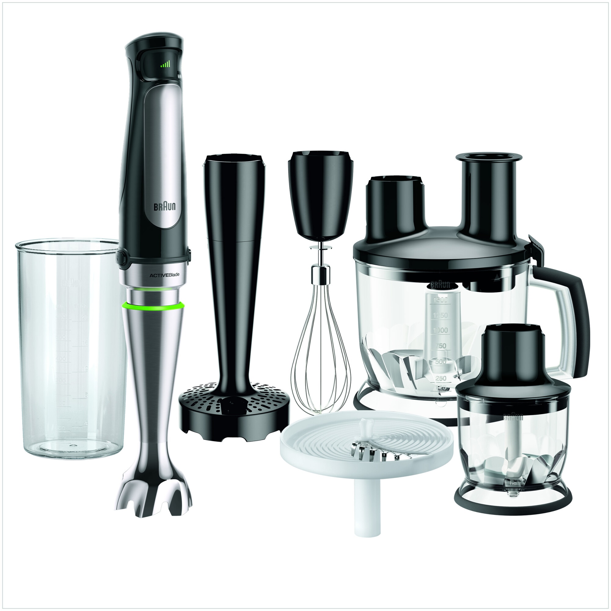 Mixer vertical Braun MQ7087X, 1000 W, viteza variabila Easy SmartSpeed, Procesor alimente 1.5 l, Tocator 350 ml, Accesoriu piure, Tel, Pahar gradat 600 ml, Negru