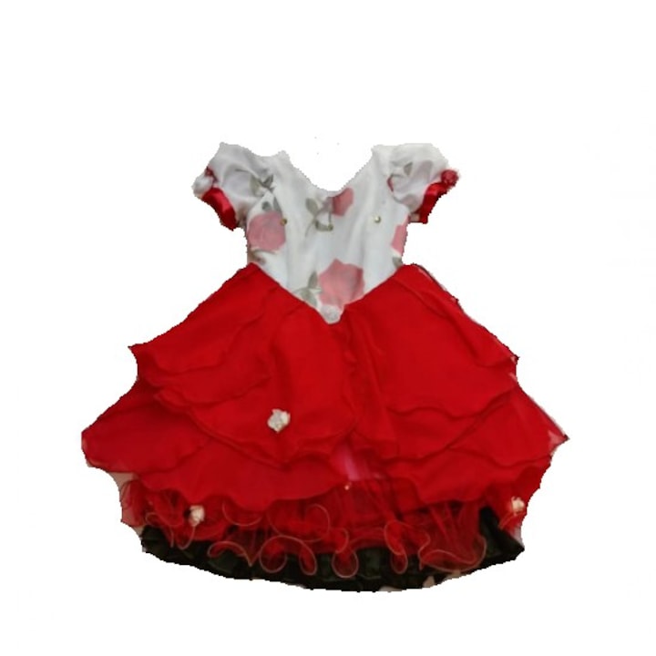 Детска рокля Елза Чех Роза 3 , червено/ бяло, 104 см.