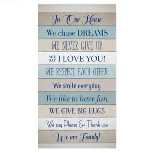 Tablou cu mesaj “In Our House” 50 x 27 cm