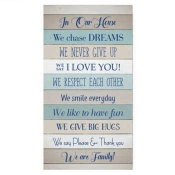 Tablou cu mesaj “In Our House” 50 x 27 cm Tablou cu mesaj “In Our House” 50 x 27 cm