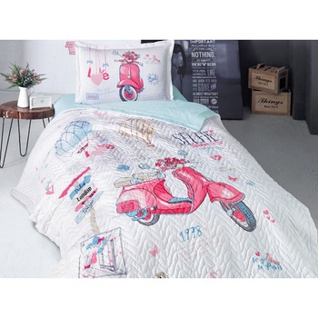 Set lenjerie si Cuvertura Clasy, 3 Piese, pentru pat de o persoana, model Free Girl Roz , Bumbac 100% Set lenjerie si Cuvertura Clasy, 3 Piese, pentru pat de o persoana, model Free Girl Roz , Bumbac 100%