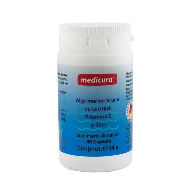 Extract de Alge Marine Brune cu Lecitina, Vitamina E si Zinc 40capsule Medicura