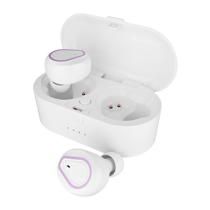 EDAR CA207 Vezeték nélküli fülhallgató, Bluetooth 5.0, kiváló hangminőség és szuper basszus, beépített mikrofonnal, zajcsökkentő funkcióval, fehér