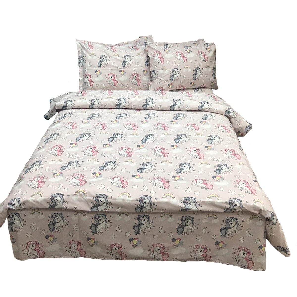 Set lenjerie pat dublu, sase piese, pentru copii, din bumbac ranforce by Liz Line - CD687