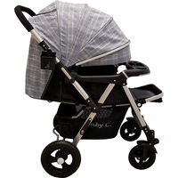 carucior nou nascuti 2 in 1 baby care pro 511cadru aluminiu maner reversibil spatar reglabil in 5 trepte amortizoare frana piciorpliabil  gri jeans cu carouri imagen 17_0_
0