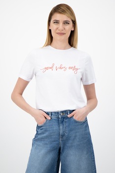 Vila, Tricou din amestec de bumbac, Alb, M Vila, Tricou din amestec de bumbac, Alb, M