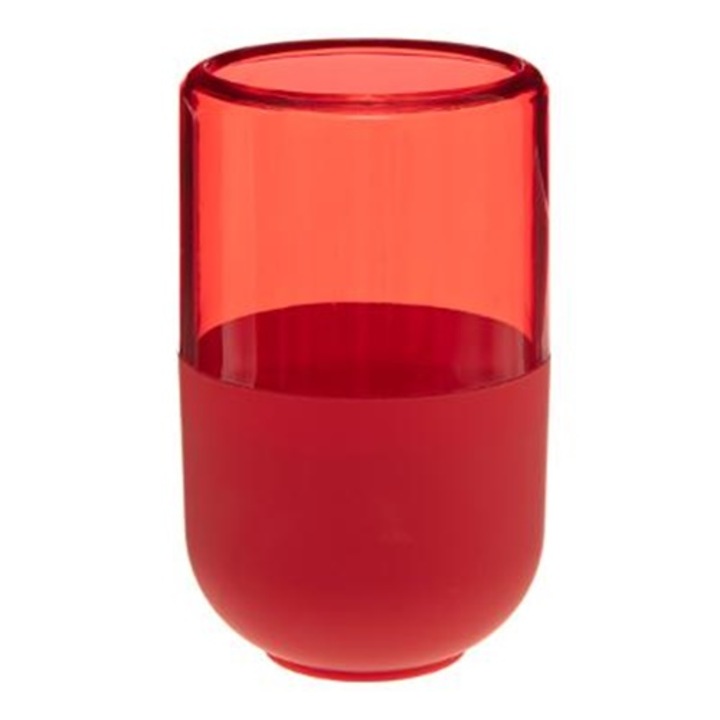 Чашка за четки за зъби 5five, Пластмаса, Червен, 7х11,5 см