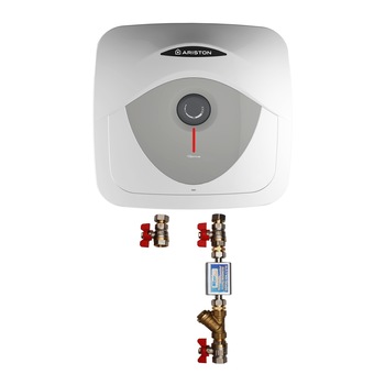 Pachet Boiler electric Ariston Andris RS 15 EU, 15 l, 1200 W, Led iluminat, Protectie electrica IPX1, Montare deasupra chiuvetei, Reglaj extern de temperatura, supapa de siguranta, si kit de montaj inclus Pachet Boiler electric Ariston Andris RS 15 EU, 15 l, 1200 W, Led iluminat, Protectie electrica IPX1, Montare deasupra chiuvetei, Reglaj extern de temperatura, supapa de siguranta, si kit de montaj inclus