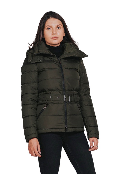 Geaca cu puf si cordon, Kaki