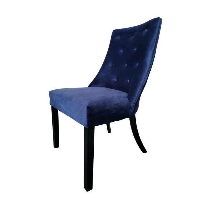 Scaun Majestik, stofa albastra,picior negru, 55 x 60 x 98 cm