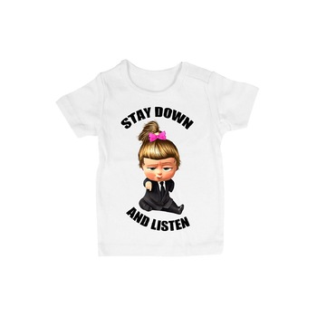 Tricou Personalizat, 1 an, Stay Down Girl, Alb Tricou Personalizat, 1 an, Stay Down Girl, Alb
