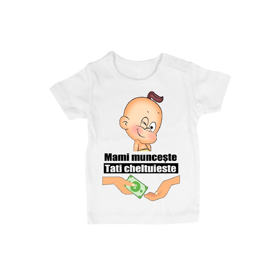 Tricou personalizat 1 an, mami munceste, alb