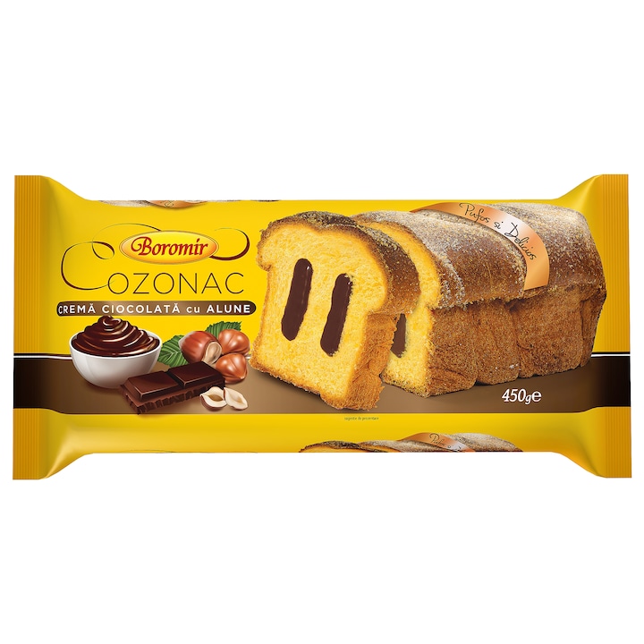 Cozonac cu crema de ciocolata cu alune Boromir, 450 g