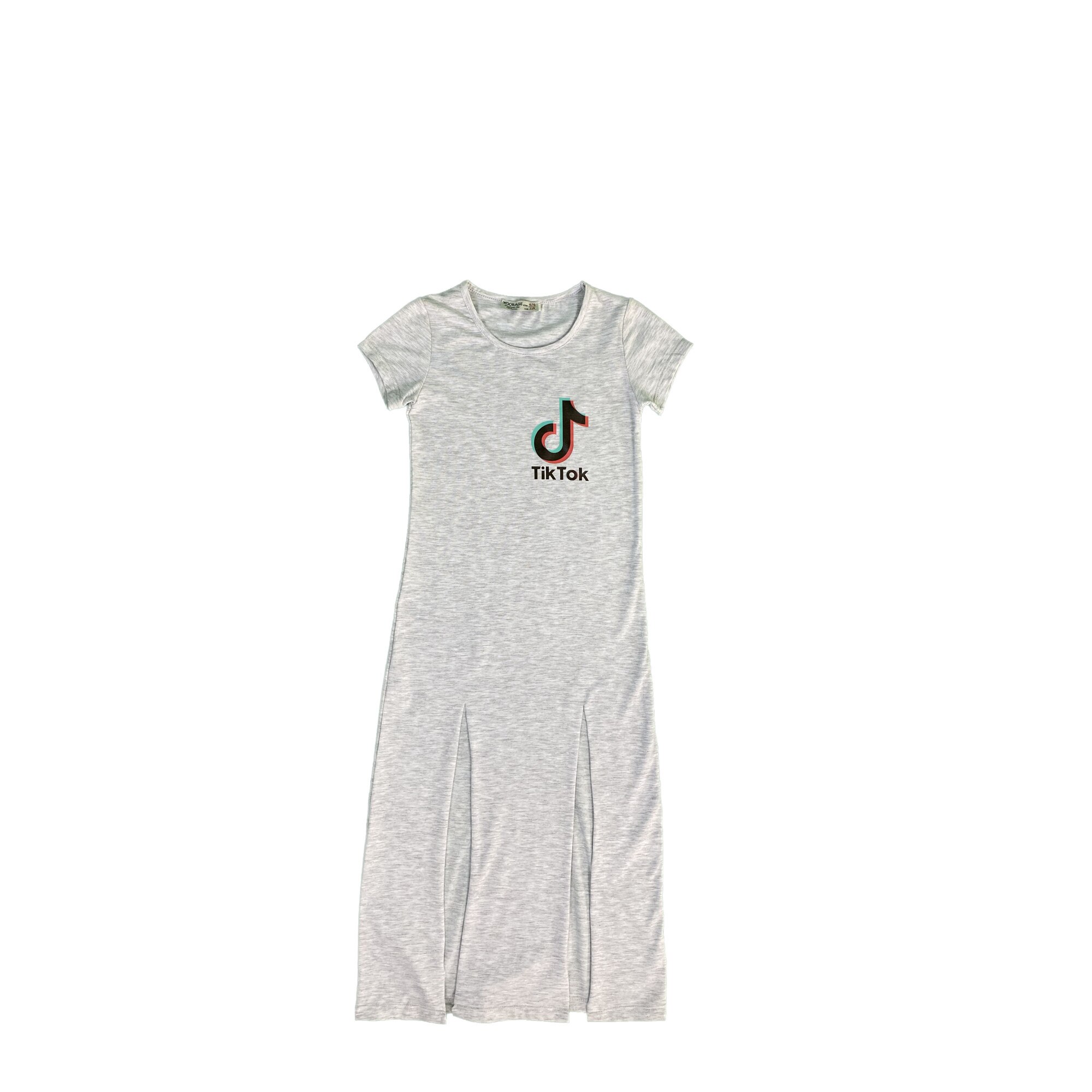 Tricou fete lung, gri, model Tik Tok Fashion