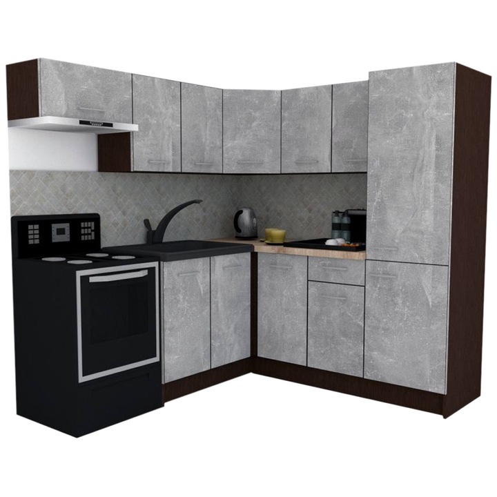 Set Bucatarie de Colt GENA NEW 10 DR. 190-200, Genarom, Fara Corp de Cuptor, Wenge / Decor 4298