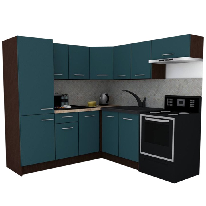 Set Bucatarie de Colt GENA NEW 10 ST. 190-200, Genarom, Fara Corp de Cuptor, Wenge / Decor 0244