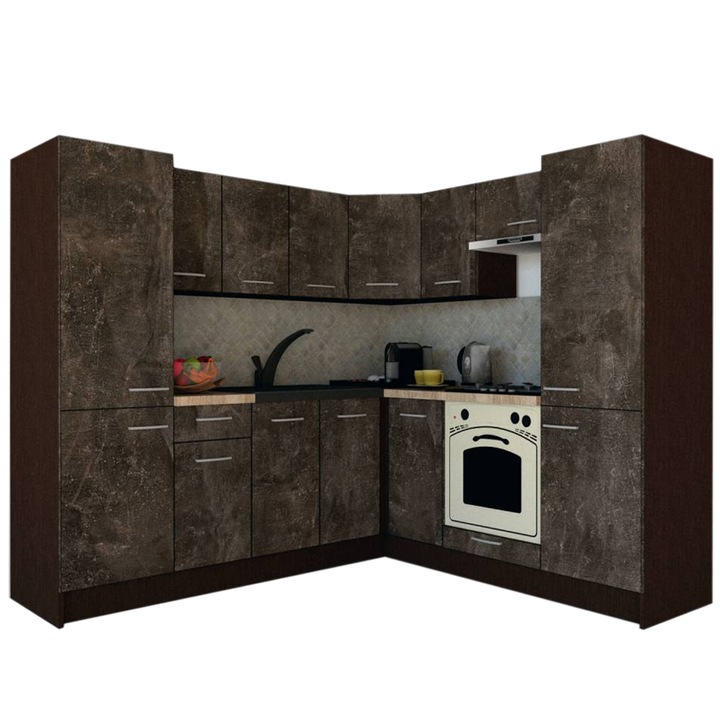 Set Bucatarie de Colt GENA NEW 11 DR. 210-230, Genarom, Cu Corp de Cuptor, Wenge / Decor 4299