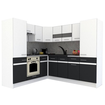 Set Bucatarie de Colt GENA NEW 11 ST. 210-230, Genarom, Cu Corp de Cuptor, Alb / Gri Set Bucatarie de Colt GENA NEW 11 ST. 210-230, Genarom, Cu Corp de Cuptor, Alb / Gri